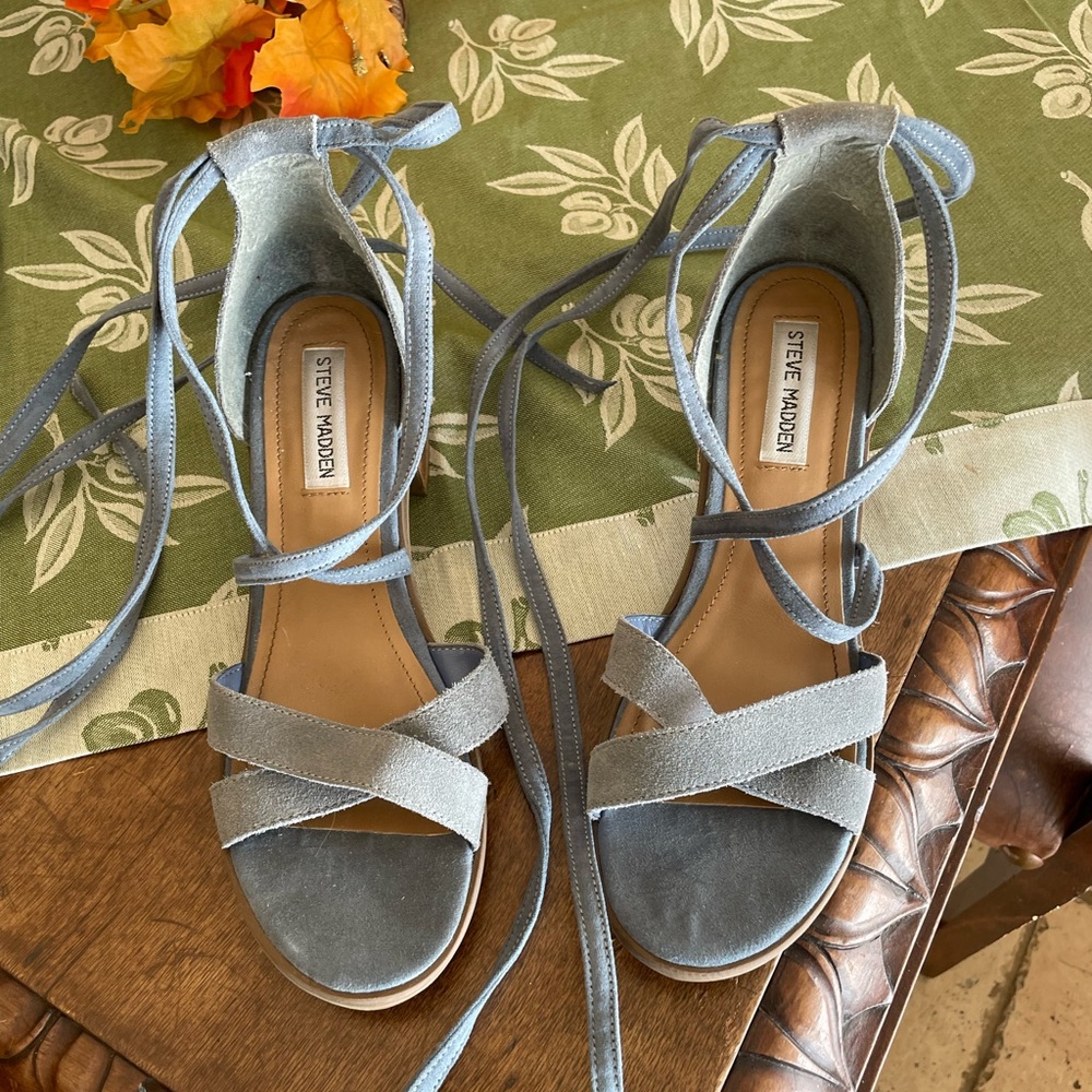 Steve Madden sandals, suede, light blue size 9